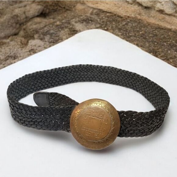 Black Woven Leather Belt - Picture 1 of 2